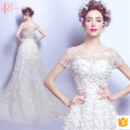 2017 Luxo Últimos desenhos e modelos Suzhou Vestidos de casamento Vestidos de casamento Handmade Flower Appliqued